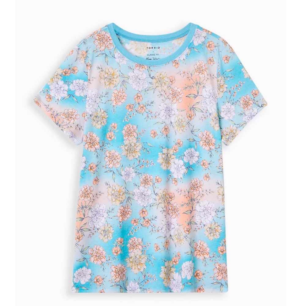 🆕Torrid Teal Floral Vintage Tee